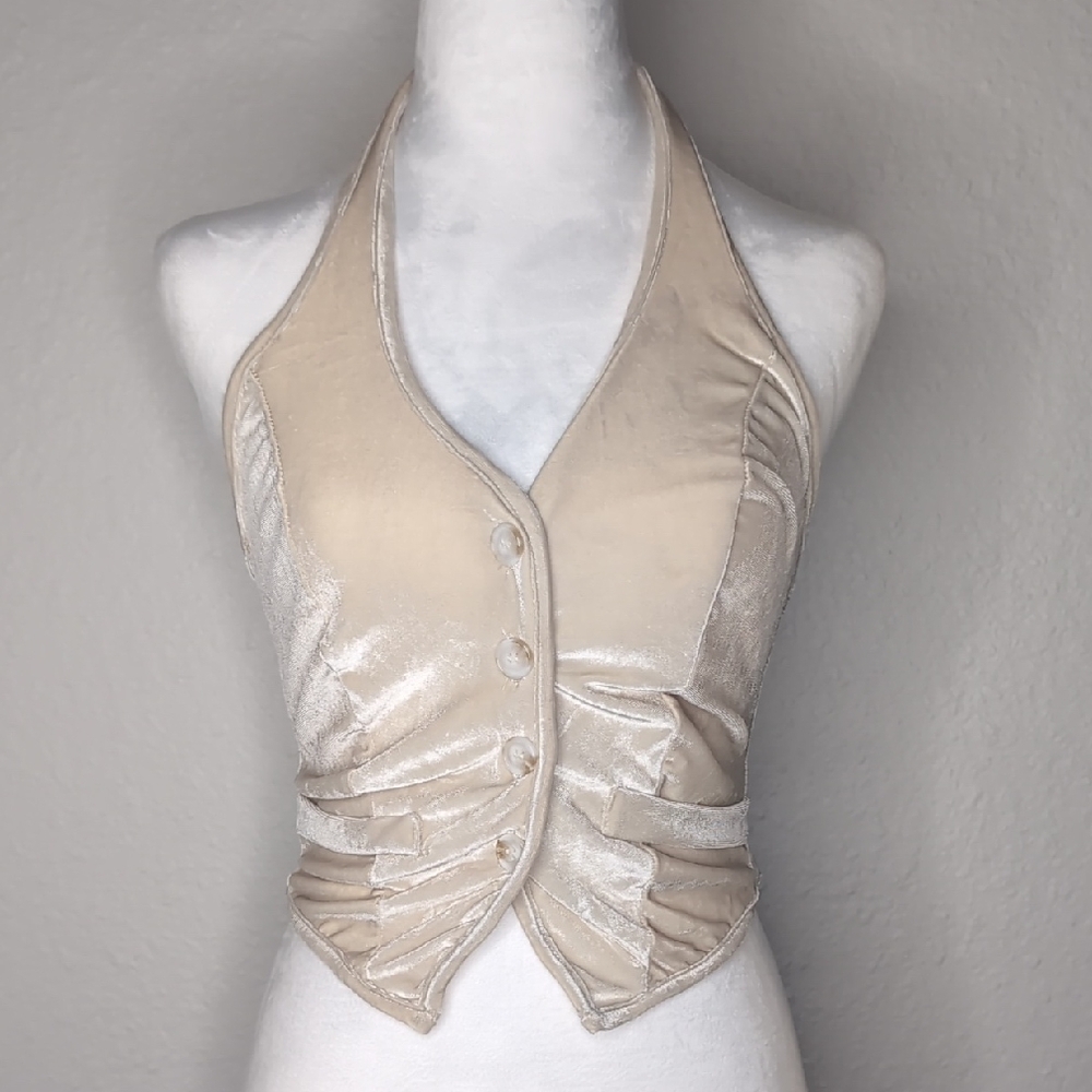 Cider Cream Velvet Strapless Top